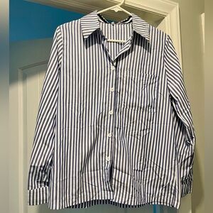 Blue and White Striped Women’s Shirt size S